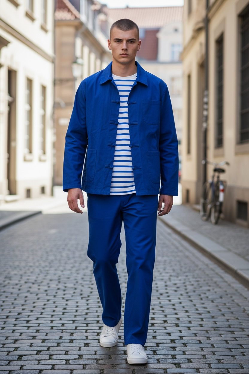Ensemble Bleu de Chine Shanghai – Veste & Pantalon Unisexe
